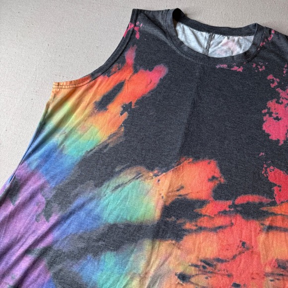 Dresses & Skirts - Womens XXL Rainbow Tie Dye Sleeveless Maxi Dress with Pockets Boho Hippie Casual